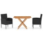 Set comedor jardín 3 pzas madera acacia ratán sintético negro de vidaXL, Conjuntos de jardín - Ref: Foro24-3059461, Precio: 2...