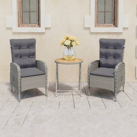 Garden table and chairs 3 pieces synthetic rattan gray acacia wood by vidaXL, Garden sets - Ref: Foro24-3058539, Price: 339,9...