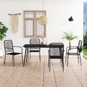 Set de comedor de jardín 5 pzas cuerda de algodón y acero negro de vidaXL, Conjuntos de jardín - Ref: Foro24-3058279, Precio:...