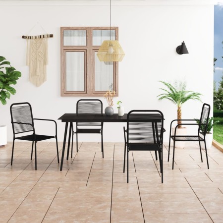 Set de comedor de jardín 5 pzas cuerda de algodón y acero negro de vidaXL, Conjuntos de jardín - Ref: Foro24-3058279, Precio:...