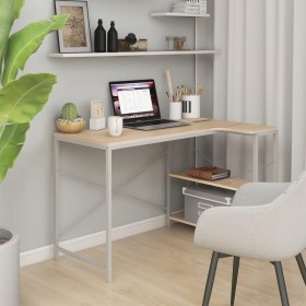 White and oak engineered wood computer desk by vidaXL, Desks - Ref: Foro24-30214, Price: 90,36 €, Discount: %