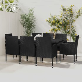 Juego de comedor de jardín 9 piezas ratán sintético negro de vidaXL, Conjuntos de jardín - Ref: Foro24-3059426, Precio: 609,9...