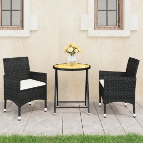 Garden table and chairs 3 pieces synthetic rattan black acacia wood by vidaXL, Garden sets - Ref: Foro24-3058382, Price: 199,...