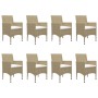 Garden furniture 9 pieces synthetic rattan and beige glass by vidaXL, Garden sets - Ref: Foro24-3058340, Price: 596,54 €, Dis...