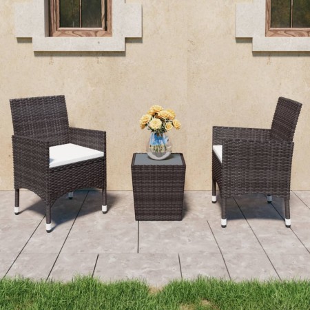 Gartentisch und Stühle 3 Stück PE Rattan braun gehärtetes Glas von vidaXL, Gartensets - Ref: Foro24-3058361, Preis: 181,83 €,...