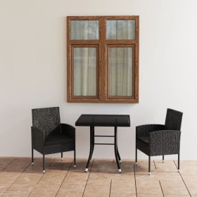 3-piece black synthetic rattan garden dining set by vidaXL, Garden sets - Ref: Foro24-3059411, Price: 242,45 €, Discount: %