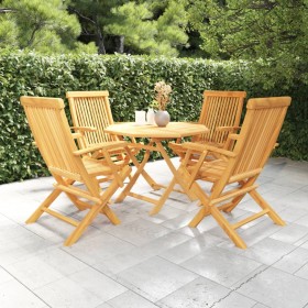 5-piece solid teak wood garden dining set by vidaXL, Garden sets - Ref: Foro24-3059582, Price: 376,52 €, Discount: %