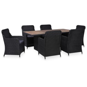 idaXL Juego de comedor de jardín 7 piezas ratán sintético negro de vidaXL, Conjuntos de jardín - Ref: Foro24-3057804, Precio:...