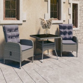 Garden furniture 3 pieces synthetic rattan and gray glass by vidaXL, Garden sets - Ref: Foro24-3058522, Price: 522,99 €, Disc...