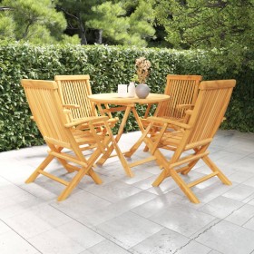 5-piece solid teak wood garden dining set by vidaXL, Garden sets - Ref: Foro24-3059580, Price: 427,83 €, Discount: %