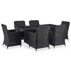 Garten-Essgruppe 7-teilig aus schwarzem synthetischem Rattan von vidaXL, Gartensets - Ref: Foro24-3057808, Preis: 1,00 €, Rab...