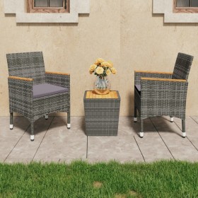 Gartenmöbel 3-teilig, synthetisches Rattan, graues Akazienholz von vidaXL, Gartensets - Ref: Foro24-3058367, Preis: 198,99 €,...