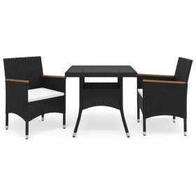 Garden furniture 3 pieces black synthetic rattan and acacia by vidaXL, Garden sets - Ref: Foro24-3058314, Price: 262,99 €, Di...