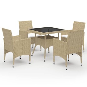 Garden furniture 5 pieces synthetic rattan and beige glass by vidaXL, Garden sets - Ref: Foro24-3058320, Price: 359,58 €, Dis...