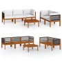 Garden furniture 6 pcs cream cushions solid acacia wood by vidaXL, Garden sets - Ref: Foro24-3057886, Price: 798,88 €, Discou...