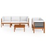 Garden furniture 6 pcs cream cushions solid acacia wood by vidaXL, Garden sets - Ref: Foro24-3057886, Price: 798,88 €, Discou...