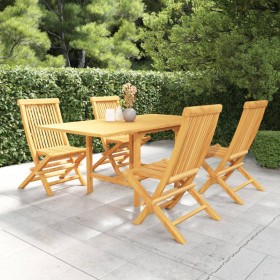 Garden dining set 5 pieces solid teak wood by vidaXL, Garden sets - Ref: Foro24-3059593, Price: 399,64 €, Discount: %