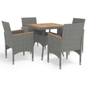 Garden furniture 5 pieces gray synthetic rattan and acacia by vidaXL, Garden sets - Ref: Foro24-3058327, Price: 398,24 €, Dis...