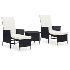 Garden furniture and cushions set 3 pieces black synthetic rattan by vidaXL, Garden sets - Ref: Foro24-3059371, Price: 282,99...