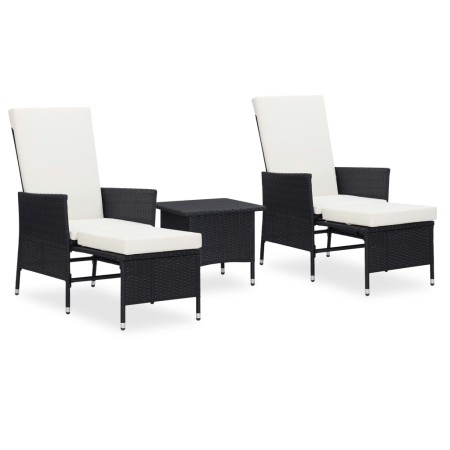 Garden furniture and cushions set 3 pieces black synthetic rattan by vidaXL, Garden sets - Ref: Foro24-3059371, Price: 266,50...