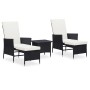 Set de muebles de jardín y cojines 3 pzas ratán sintético negro de vidaXL, Conjuntos de jardín - Ref: Foro24-3059371, Precio:...