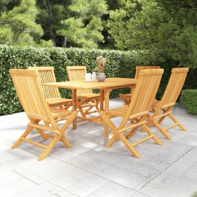 7-teilige Garten-Essgarnitur aus massivem Teakholz von vidaXL, Gartensets - Ref: Foro24-3059594, Preis: 522,43 €, Rabatt: %