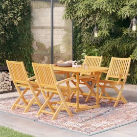 5-teiliges Garten-Esszimmerset aus massivem Teakholz von vidaXL, Gartensets - Ref: Foro24-3059535, Preis: 638,46 €, Rabatt: %