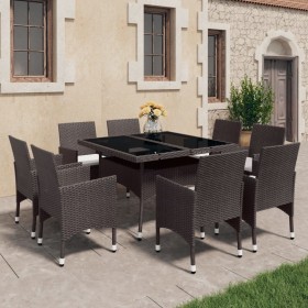 Gartenmöbel 9-teilig aus synthetischem Rattan und braunem Glas von vidaXL, Gartensets - Ref: Foro24-3058341, Preis: 576,93 €,...