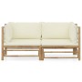 Garden furniture set 2 pieces bamboo and cream white cushions by vidaXL, Garden sets - Ref: Foro24-3058201, Price: 250,99 €, ...