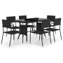 Juego de comedor para jardín 7 piezas ratán sintético negro de vidaXL, Conjuntos de jardín - Ref: Foro24-3059446, Precio: 318...