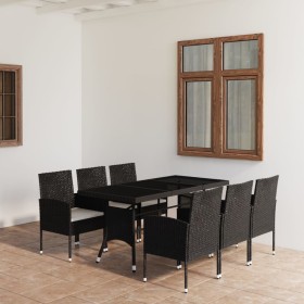 Juego de comedor para jardín 7 piezas ratán sintético negro de vidaXL, Conjuntos de jardín - Ref: Foro24-3059422, Precio: 433...