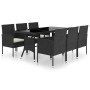 Juego de comedor para jardín 7 piezas ratán sintético negro de vidaXL, Conjuntos de jardín - Ref: Foro24-3059422, Precio: 528...