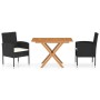 Set comedor jardín 3 pzas madera acacia ratán sintético negro de vidaXL, Conjuntos de jardín - Ref: Foro24-3059460, Precio: 1...