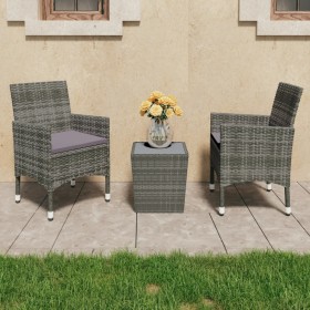 Garden furniture 3 pieces synthetic rattan gray tempered glass by vidaXL, Garden sets - Ref: Foro24-3058359, Price: 185,08 €,...