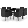 Juego de comedor para jardín 7 piezas ratán sintético negro de vidaXL, Conjuntos de jardín - Ref: Foro24-3059419, Precio: 509...