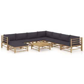 9-piece bamboo garden furniture set with dark gray cushions by vidaXL, Garden sets - Ref: Foro24-3058230, Price: 813,99 €, Di...