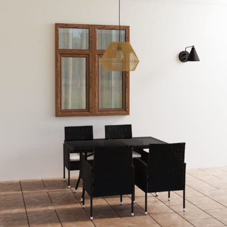 Juego de comedor para jardín 5 piezas ratán sintético negro de vidaXL, Conjuntos de jardín - Ref: Foro24-3059416, Precio: 388...