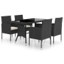 5-Piece Black Synthetic Rattan Garden Dining Set by vidaXL, Garden sets - Ref: Foro24-3059416, Price: 388,29 €, Discount: %