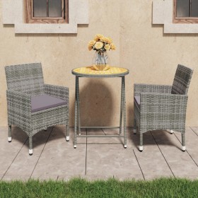 Garden table and chairs 3 pieces synthetic rattan gray acacia wood by vidaXL, Garden sets - Ref: Foro24-3058383, Price: 182,9...