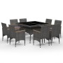 Set de comedor de jardín 9 pzas ratán PE y madera acacia gris de vidaXL, Conjuntos de jardín - Ref: Foro24-3058345, Precio: 6...