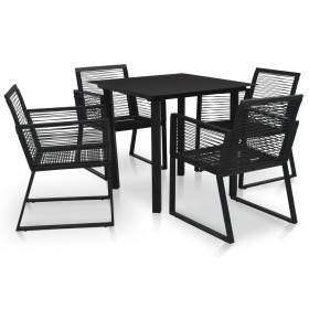 5-teiliges Garten-Esszimmerset aus schwarzem PVC-Rattan von vidaXL, Gartensets - Ref: Foro24-3058282, Preis: 368,72 €, Rabatt: %