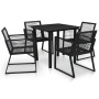 Juego de comedor de jardín 5 piezas ratán PVC negro de vidaXL, Conjuntos de jardín - Ref: Foro24-3058282, Precio: 387,66 €, D...