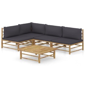 5-piece bamboo garden furniture set with dark gray cushions by vidaXL, Garden sets - Ref: Foro24-3058242, Price: 430,99 €, Di...