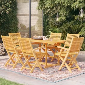 7-piece solid teak wood garden dining set by vidaXL, Garden sets - Ref: Foro24-3059561, Price: 1,00 €, Discount: %