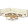 Set de muebles de jardín 5 piezas bambú y cojines blanco crema de vidaXL, Conjuntos de jardín - Ref: Foro24-3058241, Precio: ...