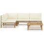 5-piece bamboo garden furniture set with cream white cushions by vidaXL, Garden sets - Ref: Foro24-3058241, Price: 511,35 €, ...