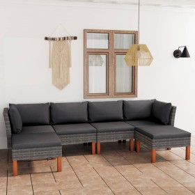 6-piece garden furniture set and gray synthetic rattan cushions by vidaXL, Garden sets - Ref: Foro24-3059714, Price: 388,99 €...