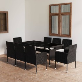 9-Piece Black Synthetic Rattan Garden Dining Set by vidaXL, Garden sets - Ref: Foro24-3059425, Price: 534,99 €, Discount: %