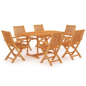 Garden dining set 7 pieces solid teak wood by vidaXL, Garden sets - Ref: Foro24-3059536, Price: 862,39 €, Discount: %