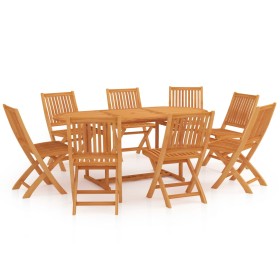 Conjunto de comedor de jardín 9 piezas madera maciza de teca de vidaXL, Conjuntos de jardín - Ref: Foro24-3059564, Precio: 86...